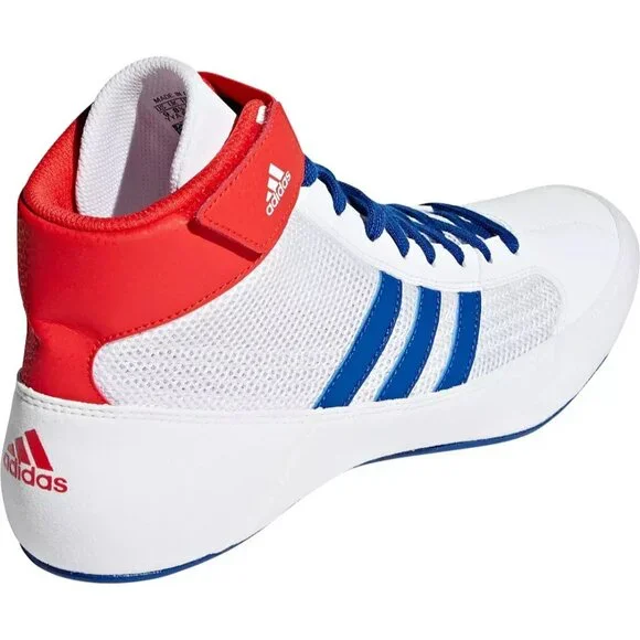NWOB Adidas Men’s HVC 2 Wrestling Shoes White w/ Blue Stripes Size 10 - Picture 3 of 10